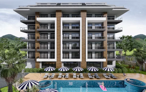 Moderne Luxuswohnungen in Alanya, nahe dem Strand in Tosmur, einer idealen Region für Investoren.