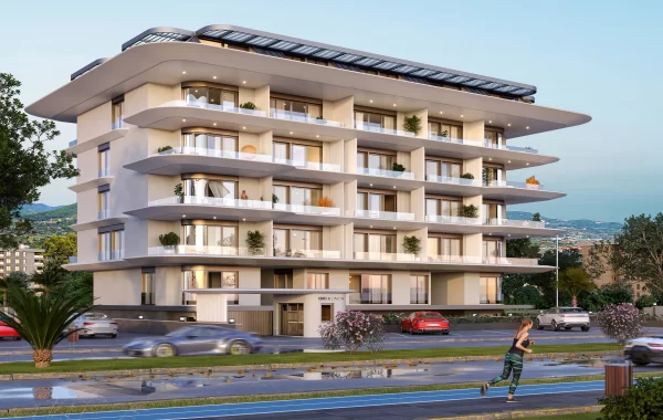 Luxuswohnungen zum Verkauf in Alanya, die sehr beeindruckend sind und eine moderne Architektur haben