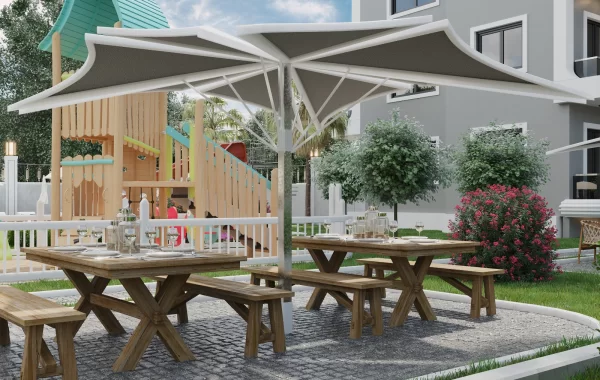 Tyst och fridfullt komplex bort från stadslivet och beläget i soliga Payallar, kustregion i Alanya