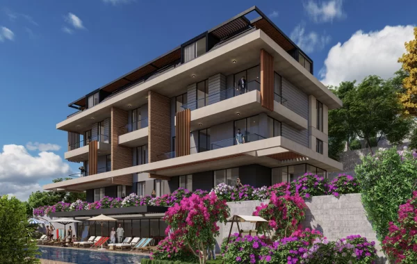 Great apartments for sale in Alanya, where nature is intertwined, panoramic view of the sea