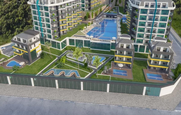 Decorative apartments for sale in Kargicak, a region that is admired and surrounded by scenic views
