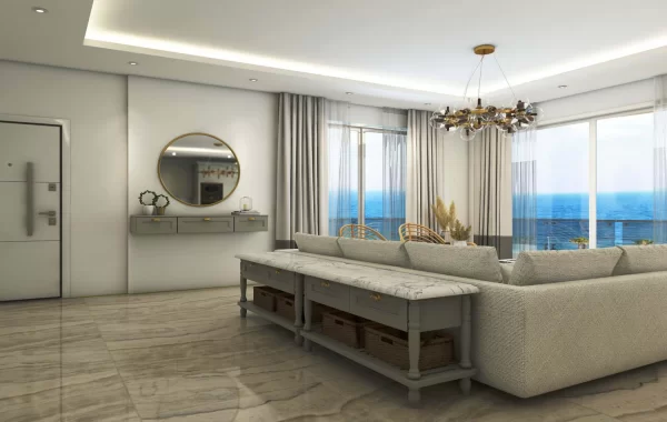 Decorative apartments for sale in Kargicak, a region that is admired and surrounded by scenic views