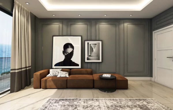 Decorative apartments for sale in Kargicak, a region that is admired and surrounded by scenic views