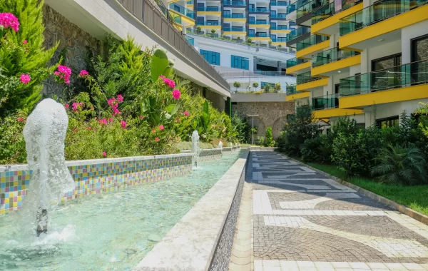 Decorative apartments for sale in Kargicak, a region that is admired and surrounded by scenic views