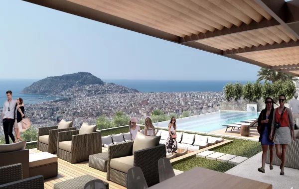 Beruhigender Komplex in Alanya, in einer der beliebtesten und am weitesten entwickelten Gegend