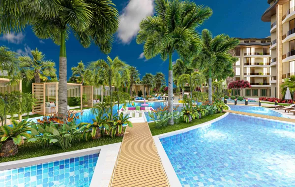 Komplex im Resort-Stil zum Verkauf in Alanya, einer sich schnell entwickelnden Gegend