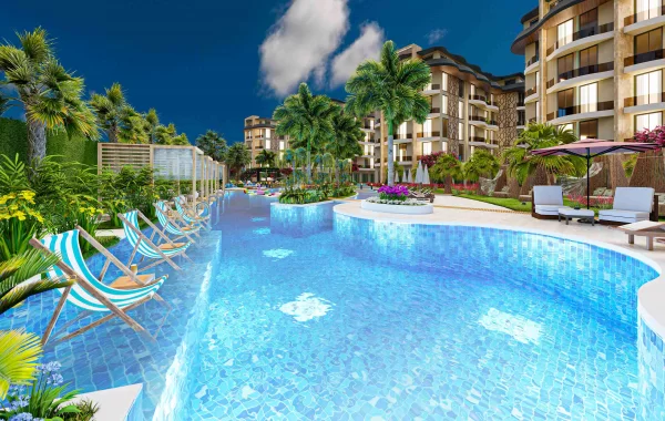 Komplex im Resort-Stil zum Verkauf in Alanya, einer sich schnell entwickelnden Gegend