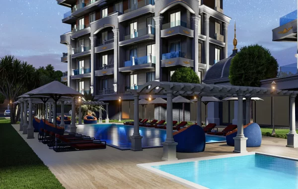 Modern complex with apartments for sale in Turkler, charming seaside town perfect for holiday