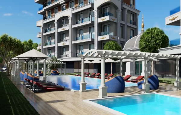 Modern complex with apartments for sale in Turkler, charming seaside town perfect for holiday