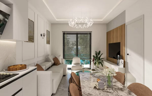 Eleganter Komplex wird in Kestel sehr nahe zum Strand gebaut, eine sehr schöne und ruhige Gegend
