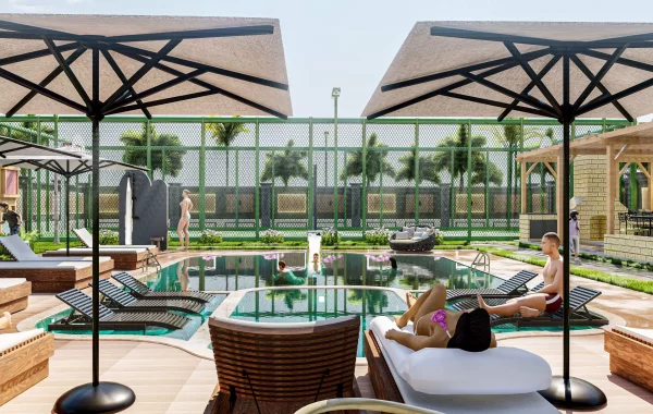 Eleganter Komplex wird in Kestel sehr nahe zum Strand gebaut, eine sehr schöne und ruhige Gegend