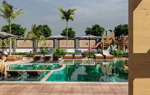 Eleganter Komplex wird in Kestel sehr nahe zum Strand gebaut, eine sehr schöne und ruhige Gegend