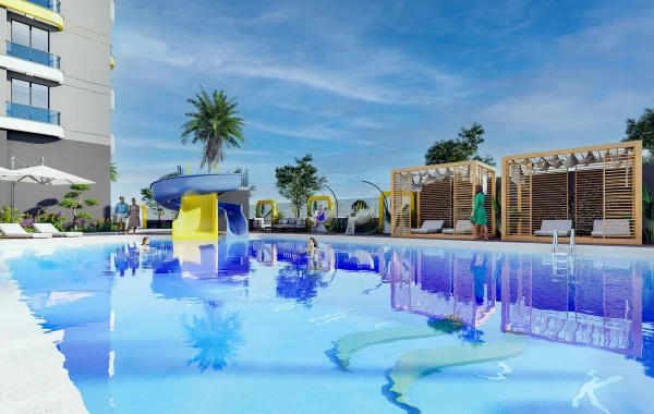 Brilliant Complex in Mahmutlar, Alanya. Where social areas & city life are intertwined near the sea
