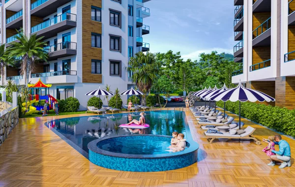 Der brandneue Wohnkomplex in mit luxuriösen Wohnungen befindet sich in Oba, Alanya